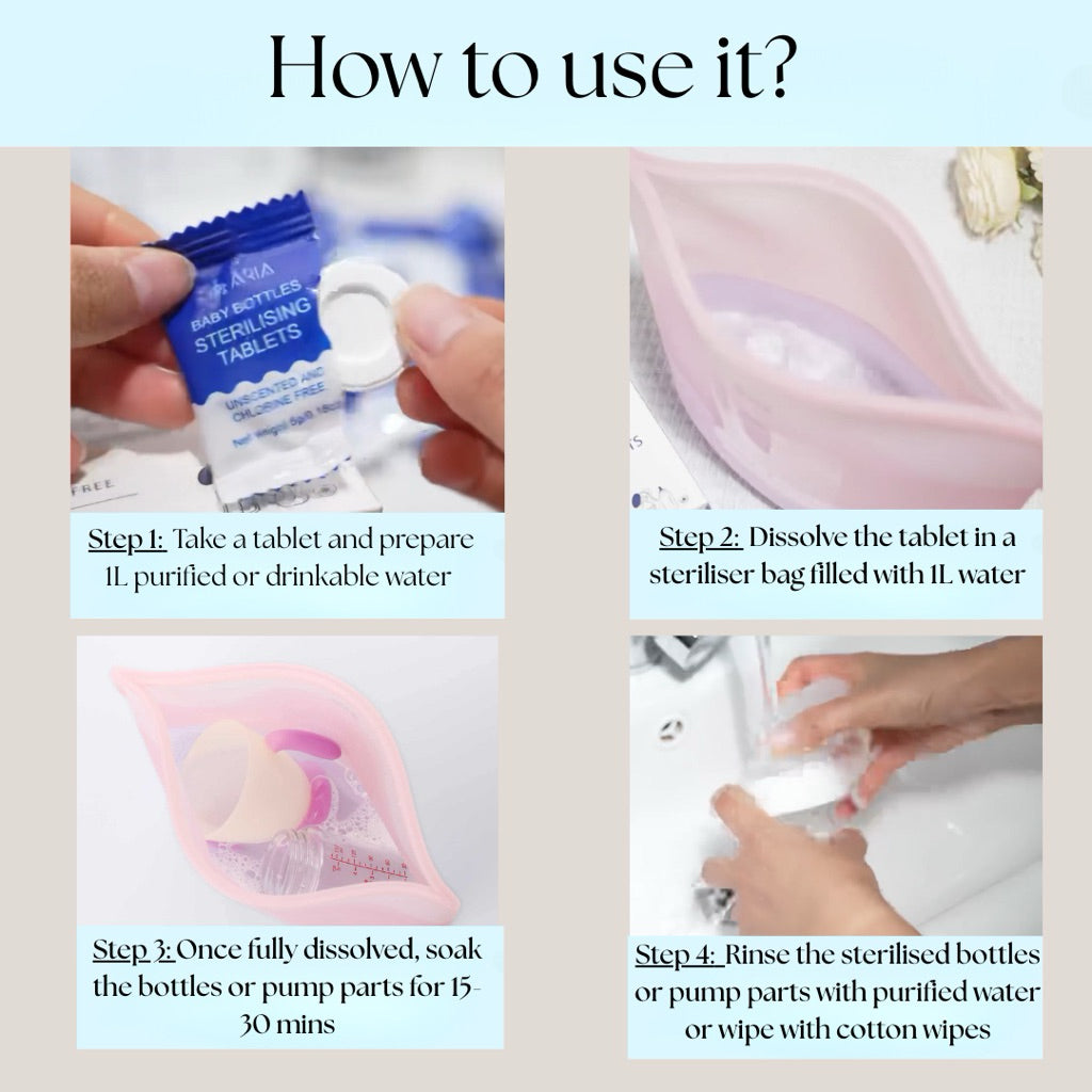 [ARIA] Chlorine - free Baby Bottle Sterilization Tablets | Baby Sterilizer for milk bottles and breast pump parts