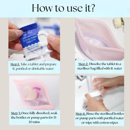 [ARIA] Chlorine - free Baby Bottle Sterilization Tablets | Baby Sterilizer for milk bottles and breast pump parts