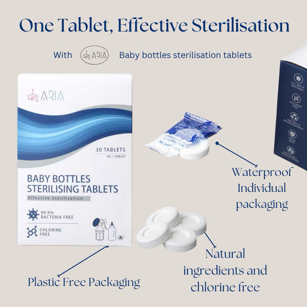 [ARIA] Chlorine - free Baby Bottle Sterilization Tablets | Baby Sterilizer for milk bottles and breast pump parts