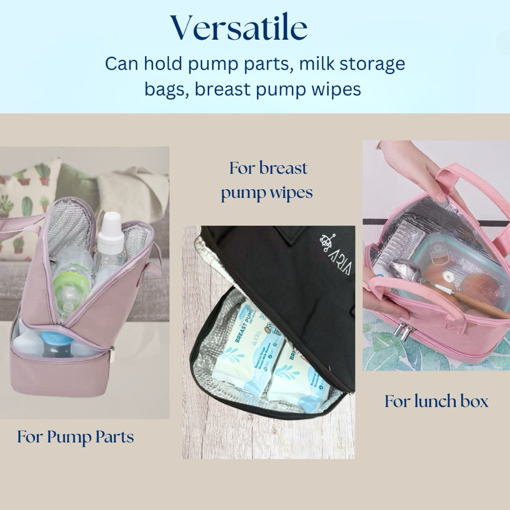 [ARIA] Insulated Bottle Cooler Bag for Breast Milk Pump Parts | Thermal Bag for Lunch Box Milk Storage Bag