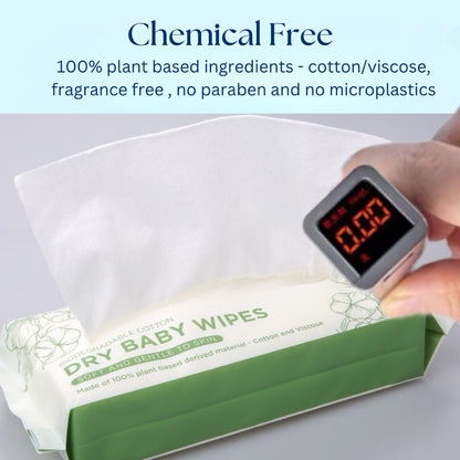[ARIA] Premium Dry Baby Wipes, Baby Oral Wipe & Tongue Cleaner | Lightweight Cotton Tissue Dry Wipes | Makeup Removal