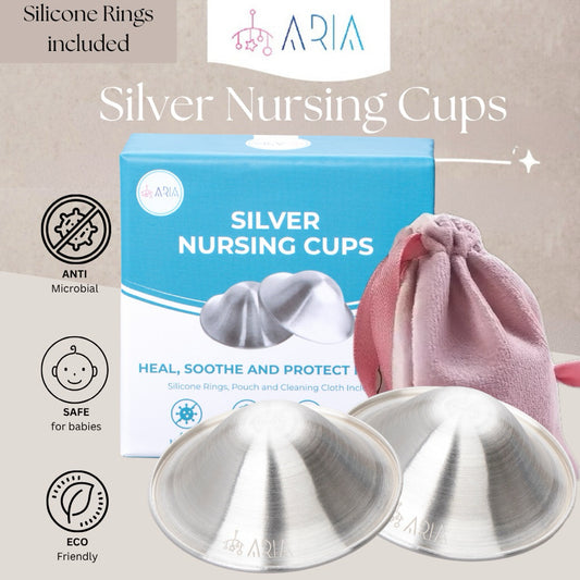 [ARIA] Silver Nursing Cup - Heal & Soothe Nipples for Breastfeeding, Nursing Cups Silver, Breast Pump