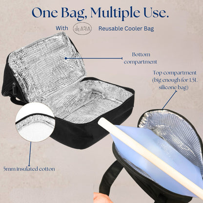 [ARIA] Insulated Bottle Cooler Bag for Breast Milk Pump Parts | Thermal Bag for Lunch Box Milk Storage Bag